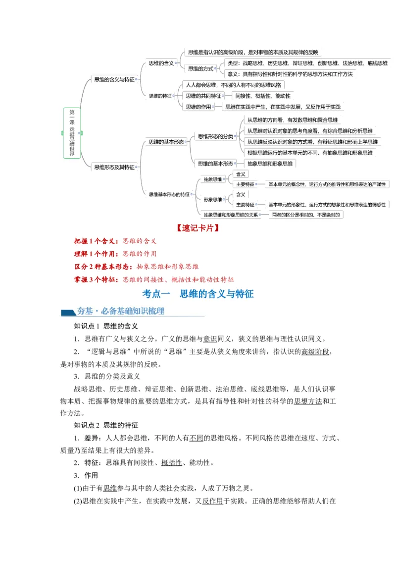 第01课走进思维世界（讲义）（解析版）_8.2025政治总复习_2024年新高考资料_1.2024一轮复习_2024年高考政治一轮复习讲练测（新教材新高考）_选择性必修3