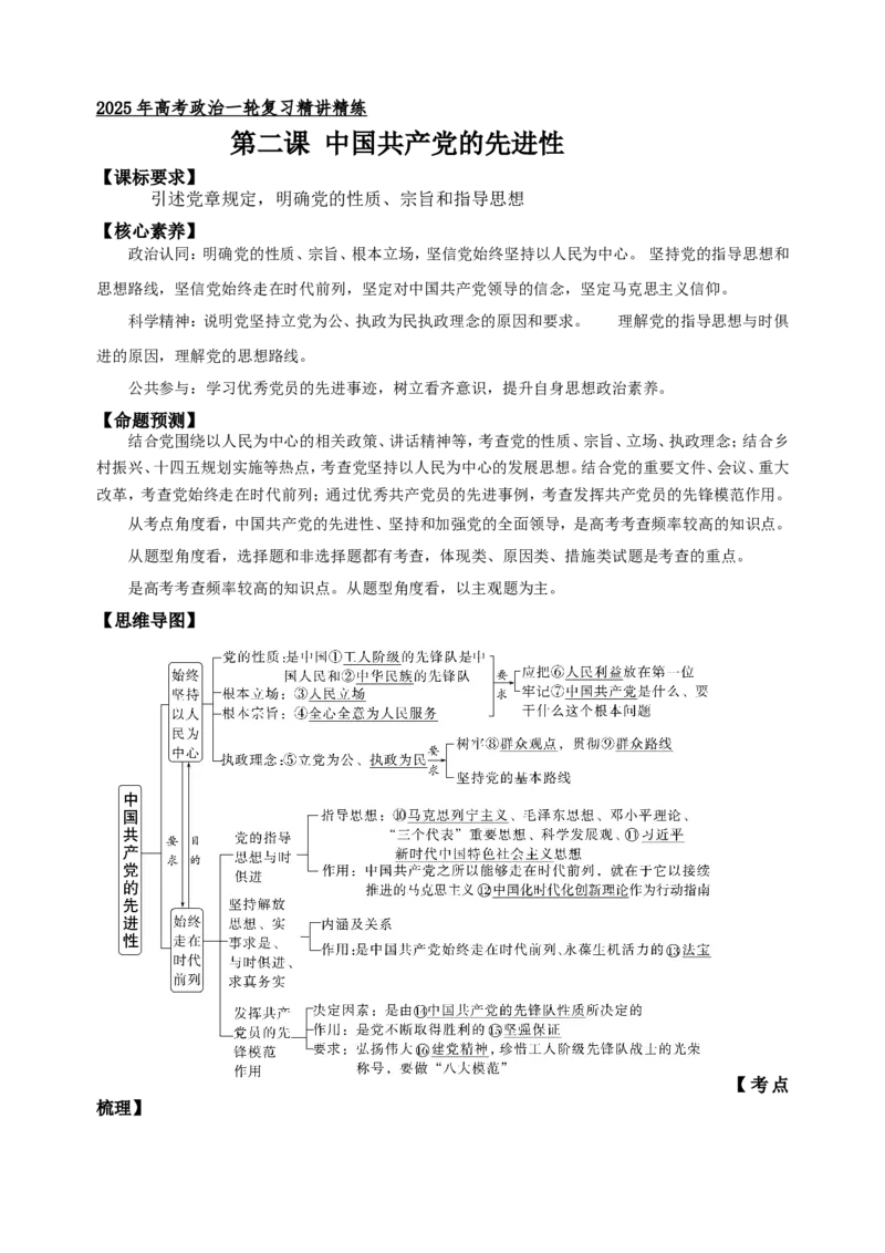 第二课中国的先进性学案（原卷版）抢分秘籍2025年高考政治一轮复习精讲精练_8.2025政治总复习_2025年新高考资料_一轮复习_2025年高考政治一轮复习精讲精练（原卷版+解析版）