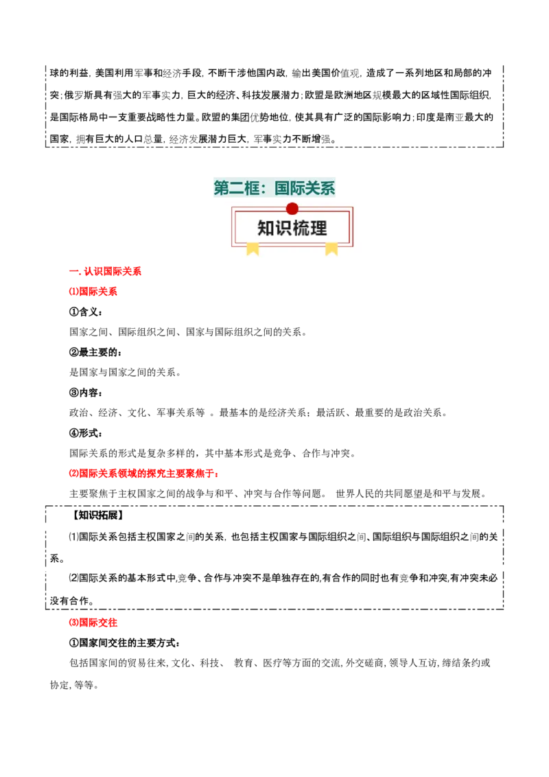 选择性必修一《当代国际政治与经济》知识清单-上好课2025年高考政治一轮复习知识清单_8.2025政治总复习_2025年新高考资料_一轮复习_2025年高考政治一轮复习知识清单