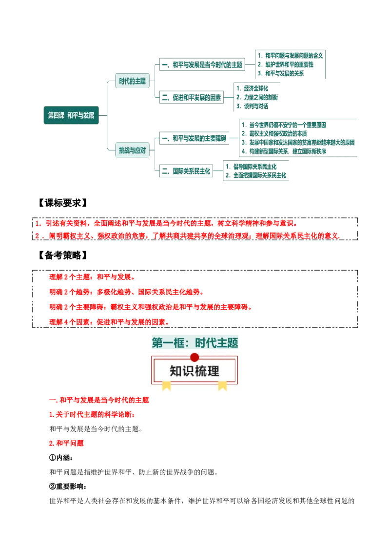 选择性必修一《当代国际政治与经济》知识清单-上好课2025年高考政治一轮复习知识清单_8.2025政治总复习_2025年新高考资料_一轮复习_2025年高考政治一轮复习知识清单