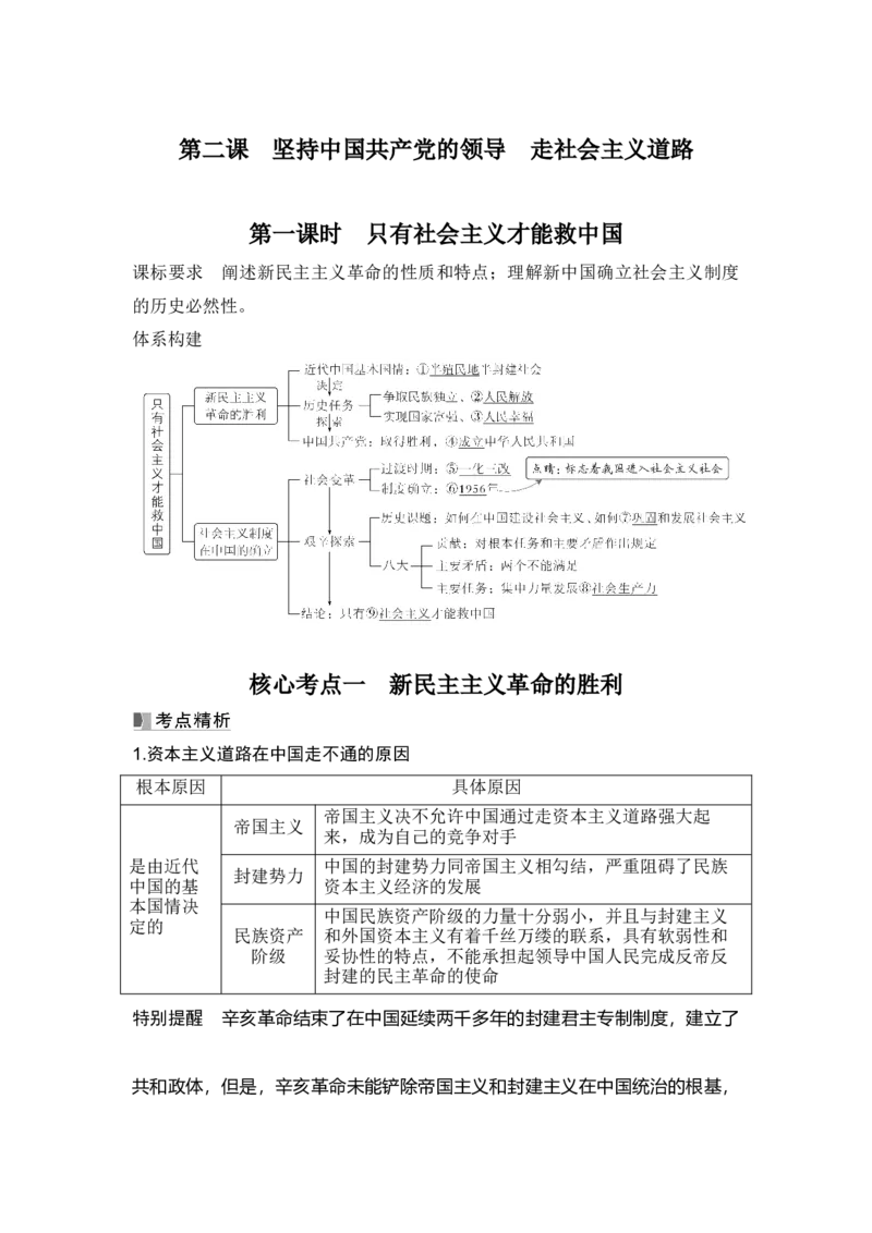 高中思想政治2025届一轮复习必修1中国特色社会主义：第二课第一课时　只有社会主义才能救中国_8.2025政治总复习_2025年新高考资料_一轮复习