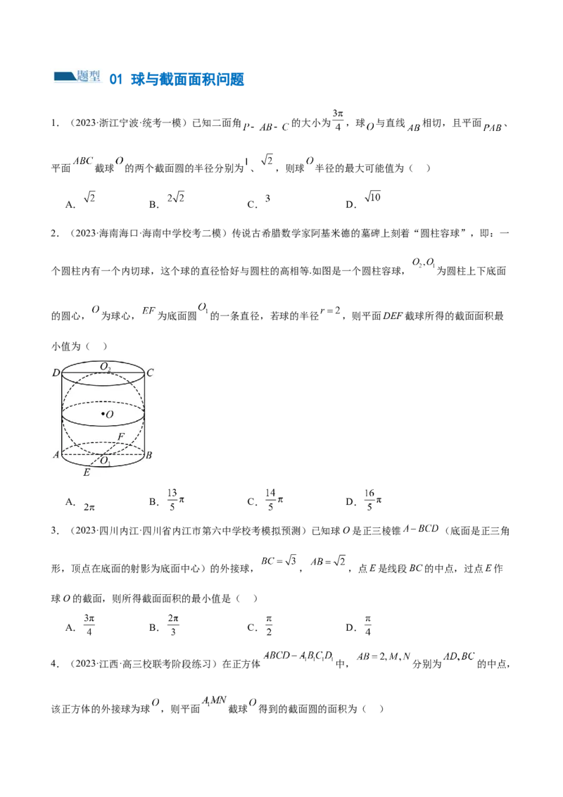 专题14立体几何常见压轴小题全归纳（练习）（原卷版）_2.2025数学总复习_2024年新高考资料_2.2024二轮复习_2024年高考数学二轮复习讲练（新教材新高考）