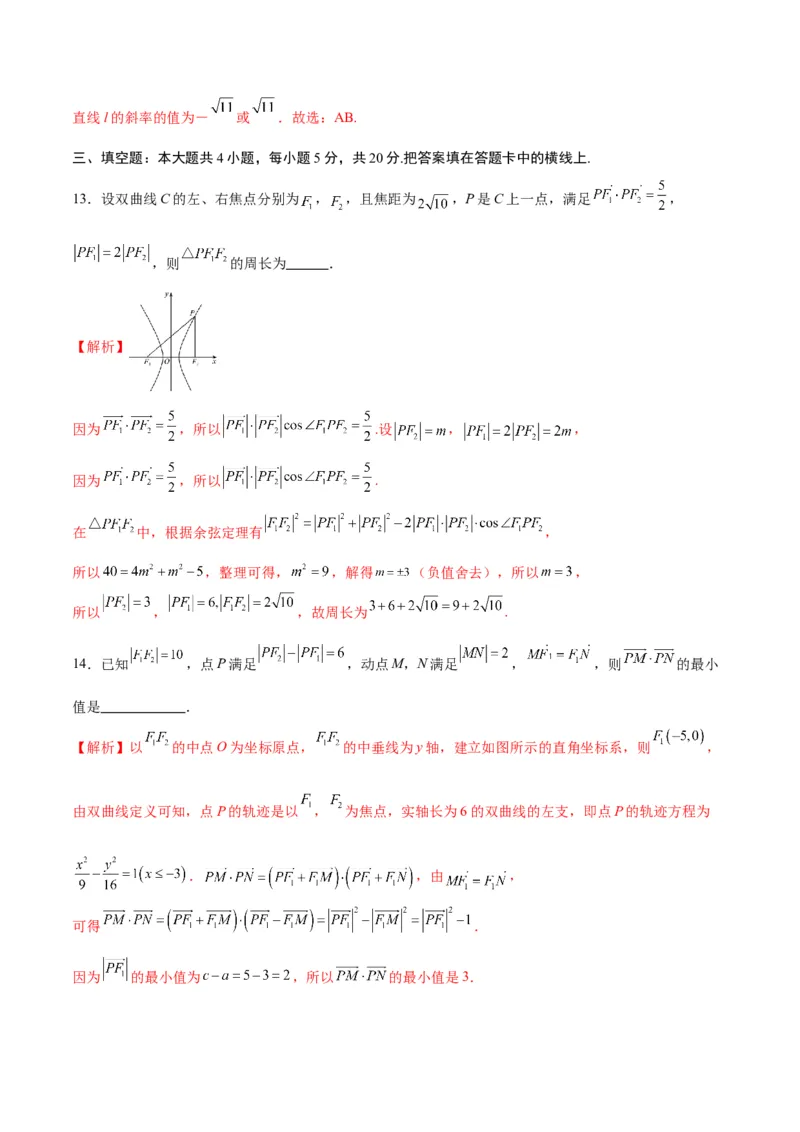 专题14双曲线中的向量问题(解析版)_2.2025数学总复习_2024年新高考资料_3.2024专项复习_2024年新高考数学之圆锥曲线专项重难点突破练（新高考专用）