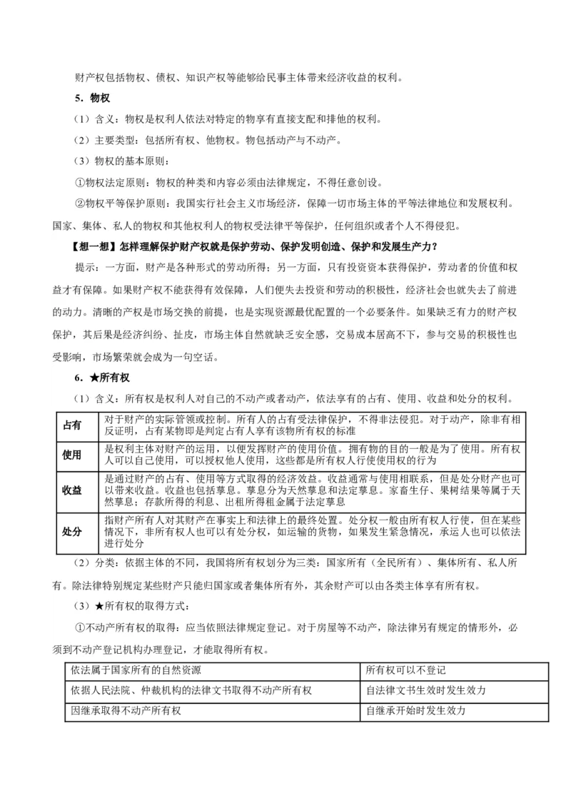 考点巩固卷14民事权利与义务考点预览+考点训练（解析版）_8.2025政治总复习_2025年新高考资料_一轮复习_2025年高考政治一轮复习考点通关卷（新高考通用）
