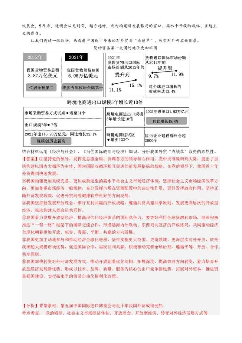 预测卷03-大题精练冲刺2023年高考政治主观题精练（新教材新高考）（解析版）_8.2025政治总复习_2023年新高考资料_专项复习