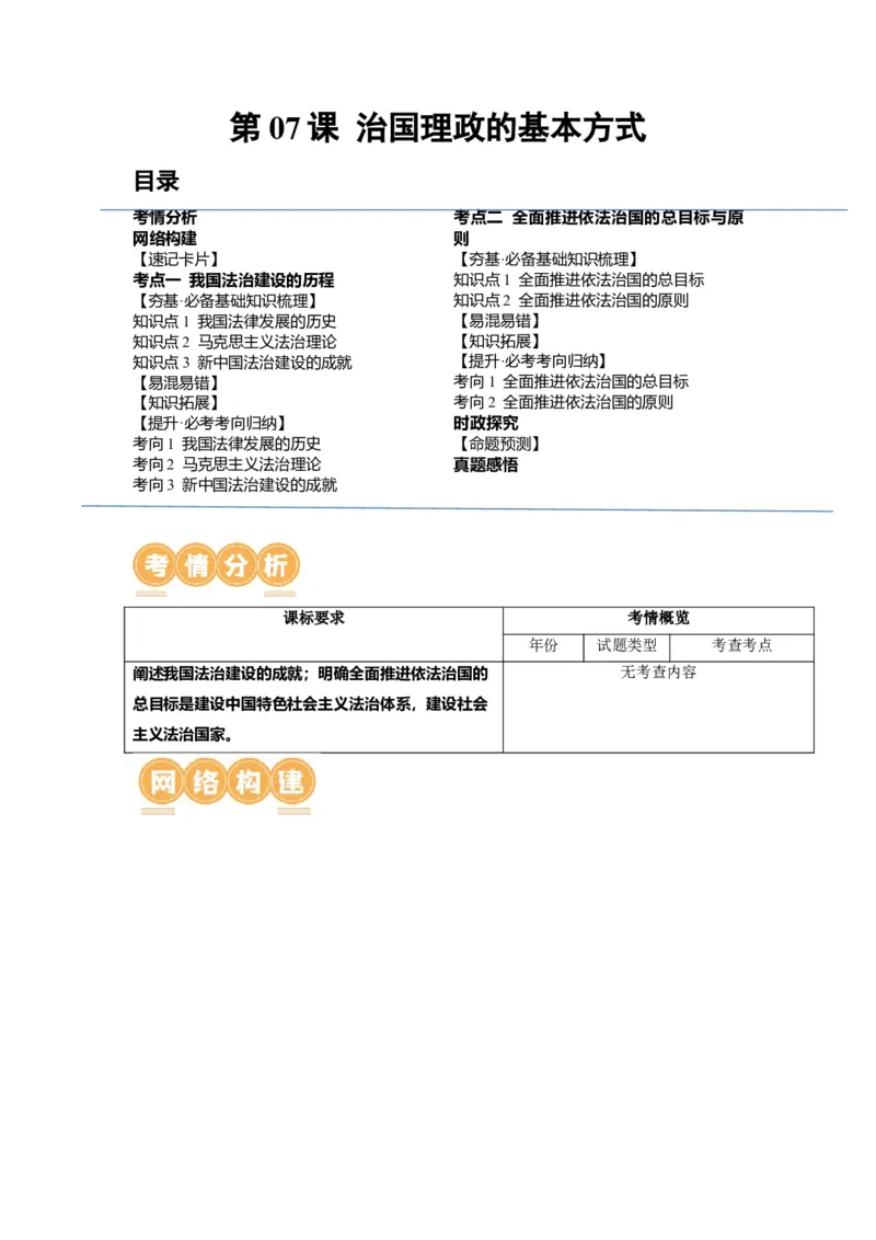 第07课治国理政的基本方式（讲义）（原卷版）_8.2025政治总复习_2024年新高考资料_1.2024一轮复习_2024年高考政治一轮复习讲练测（新教材新高考）_必修3