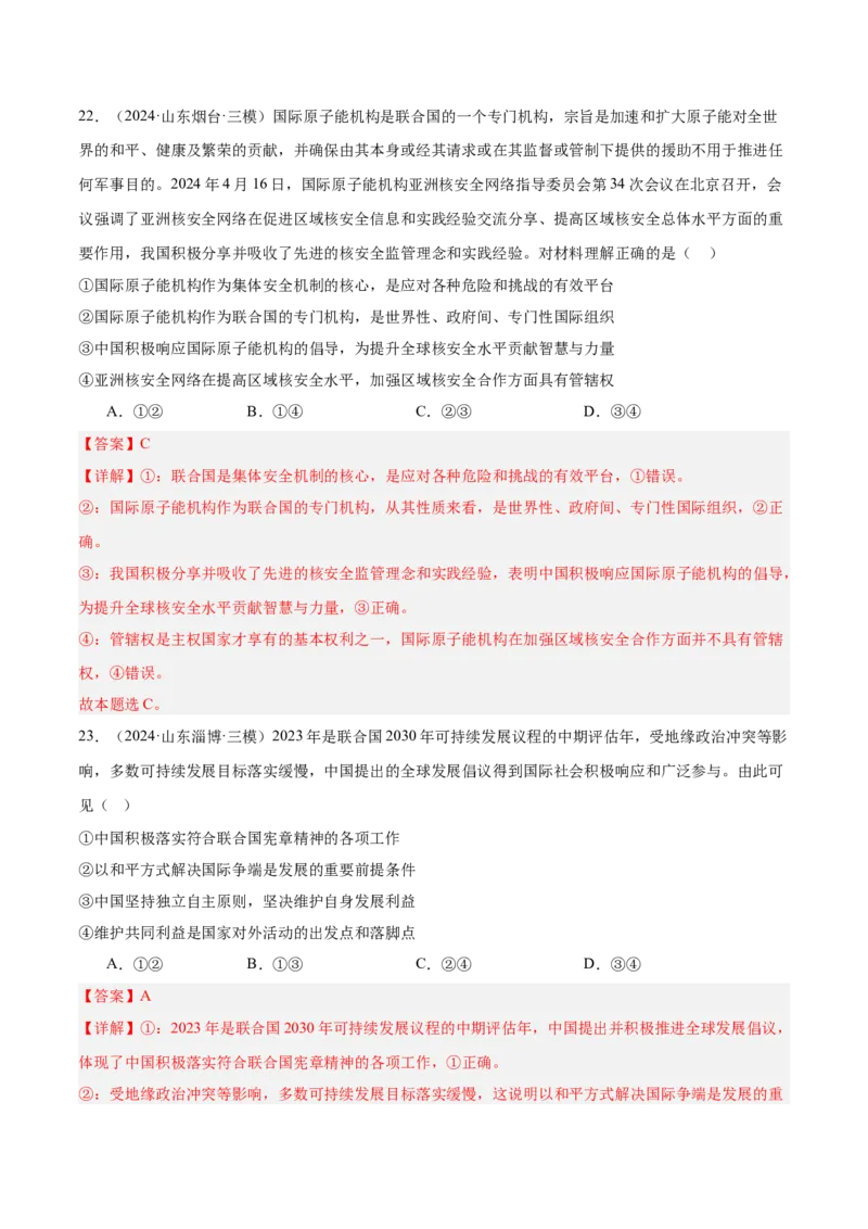 考点巩固卷13国际组织（解析版）_8.2025政治总复习_2025年新高考资料_一轮复习_2025年高考政治一轮复习考点通关卷（新高考通用）