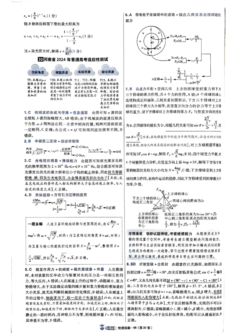 2025金考卷45套物理答案解析册_2026版高中《金考卷45套》新高考冲刺_2025版，金考卷_物理
