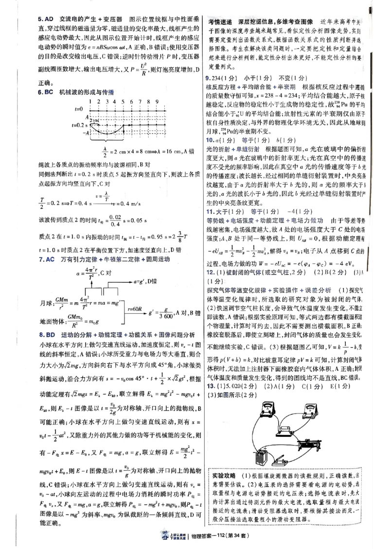 2025金考卷45套物理答案解析册_2026版高中《金考卷45套》新高考冲刺_2025版，金考卷_物理