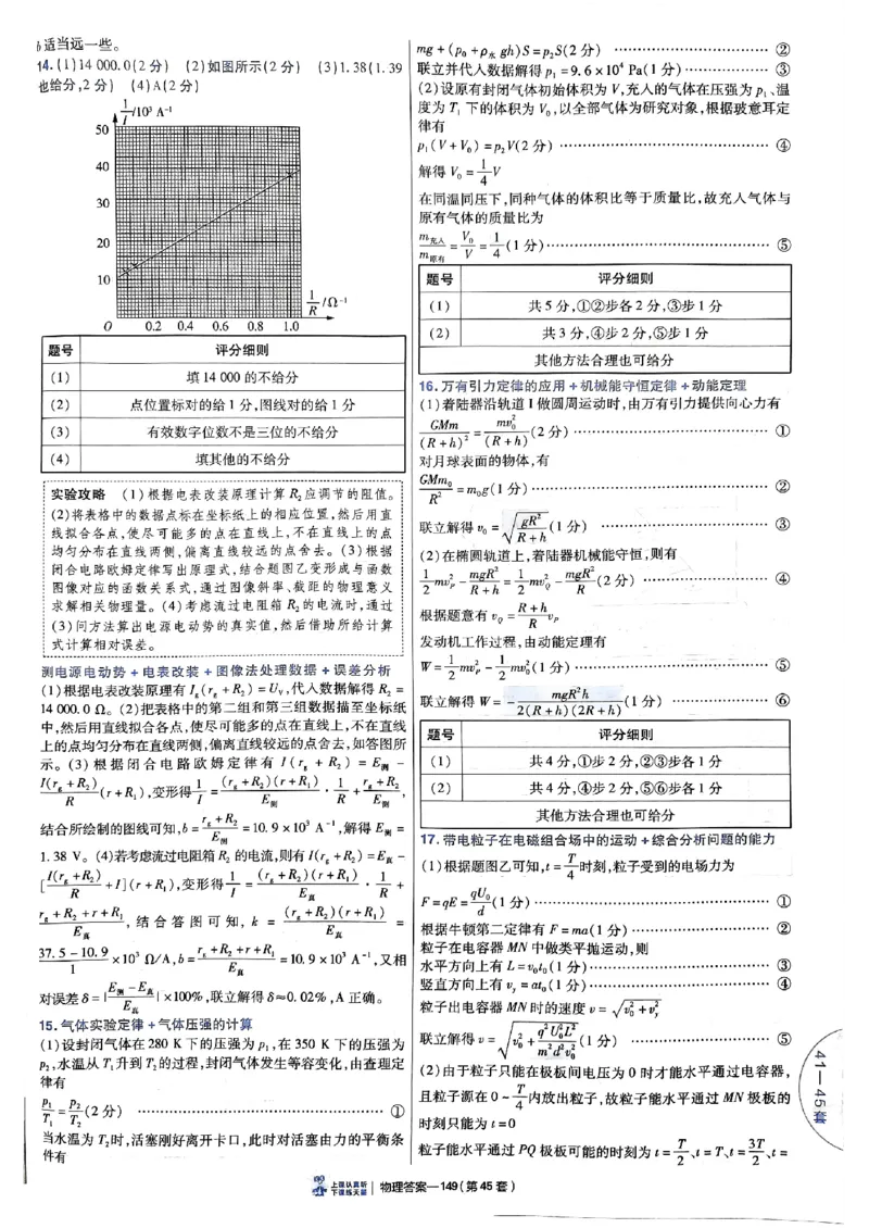 2025金考卷45套物理答案解析册_2026版高中《金考卷45套》新高考冲刺_2025版，金考卷_物理