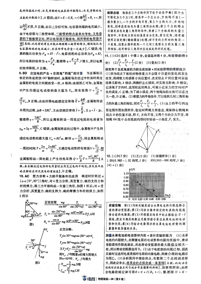 2025金考卷45套物理答案解析册_2026版高中《金考卷45套》新高考冲刺_2025版，金考卷_物理
