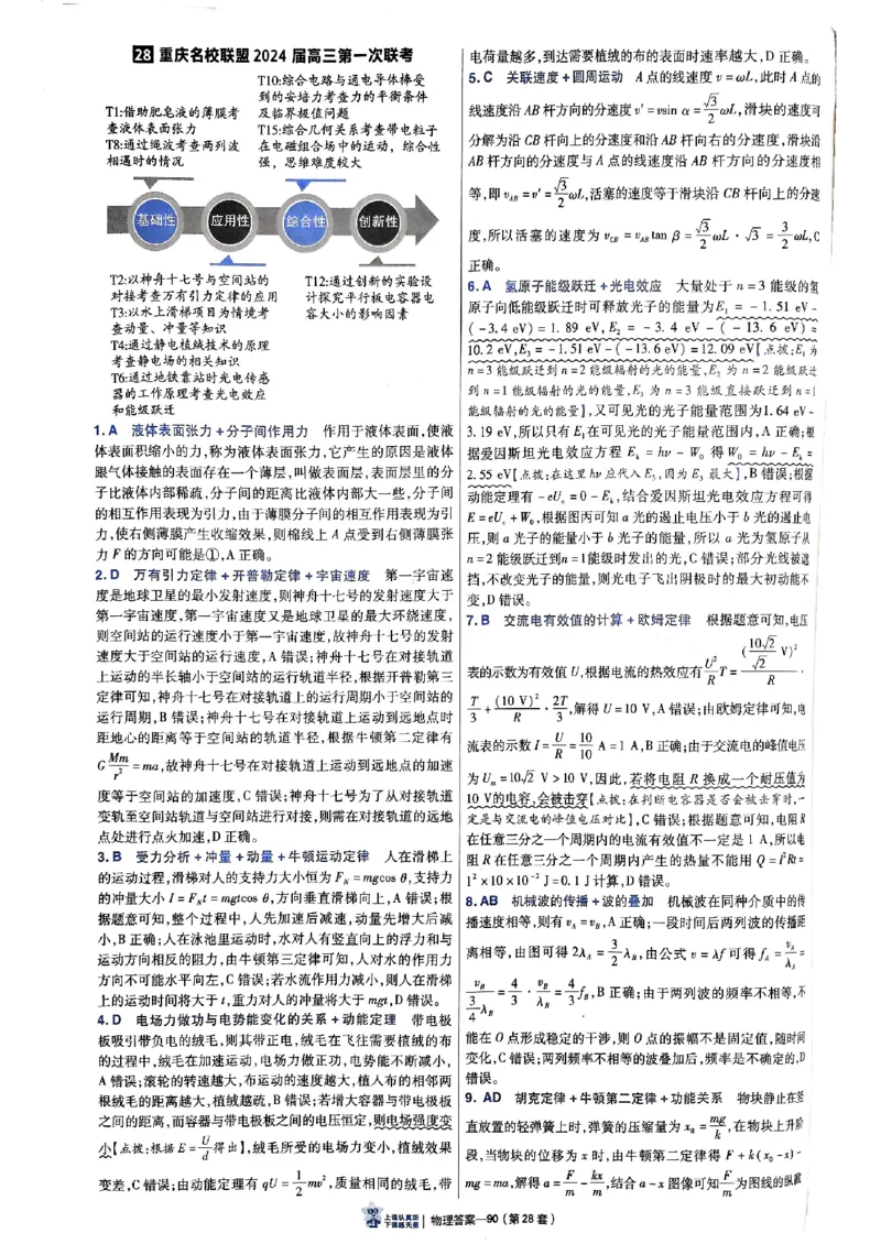 2025金考卷45套物理答案解析册_2026版高中《金考卷45套》新高考冲刺_2025版，金考卷_物理