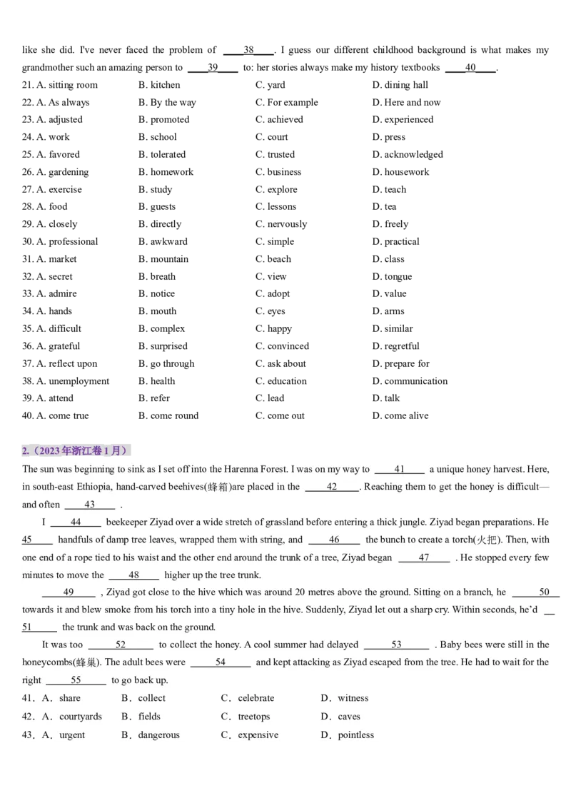 第11讲完形填空记叙文（讲义）-（原卷版）_3.2025英语总复习_2025年新高考资料_一轮复习_2025年高考英语一轮复习讲练测（新教材新高考，含2024年高考真题）_阅读