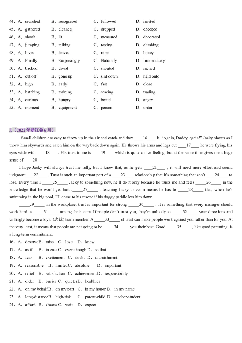 第11讲完形填空记叙文（讲义）-（原卷版）_3.2025英语总复习_2025年新高考资料_一轮复习_2025年高考英语一轮复习讲练测（新教材新高考，含2024年高考真题）_阅读