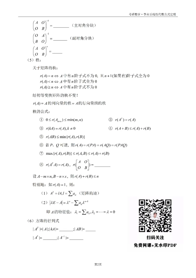 考研线代公式定理默写版_考研_数学_00.公式_25《公式定理》默写本_线代定理默写本+背诵版