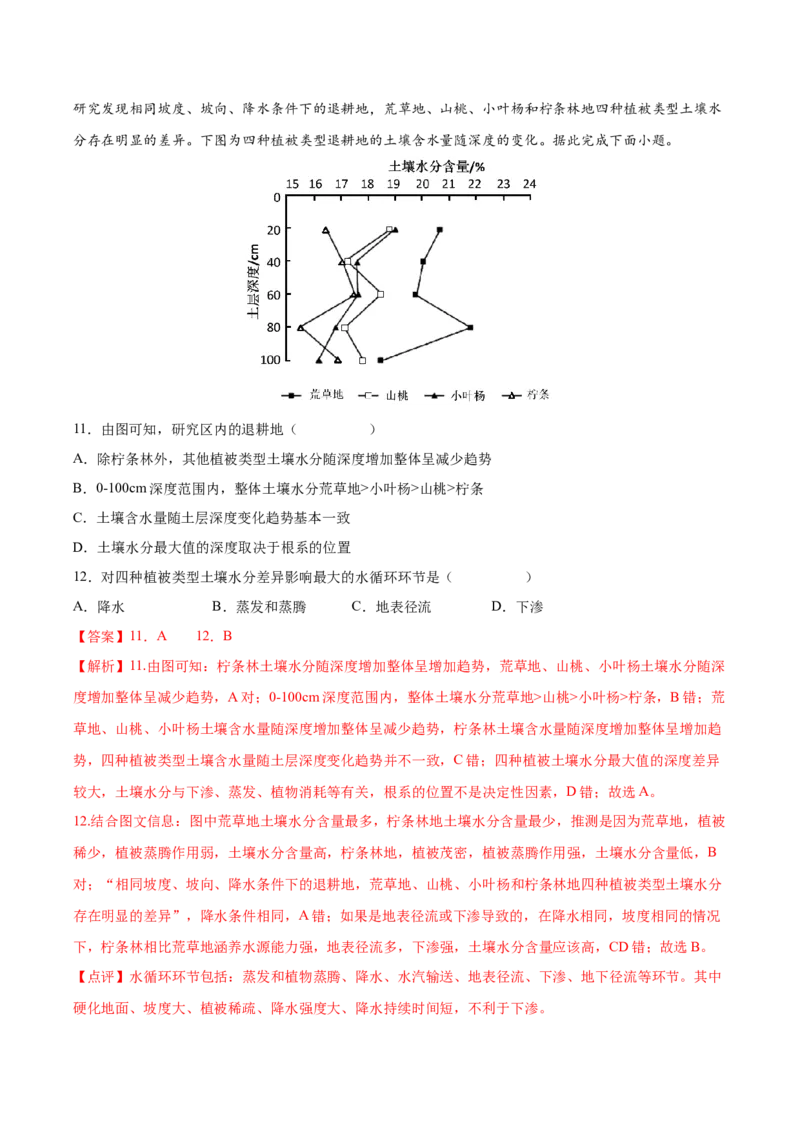 专题09植被与土壤-备战2023年高考地理一轮复习精讲精练（解析版）_9.2025地理总复习_2023年新高考复习资料_一轮复习_备战2023年高考地理一轮复习精讲精练