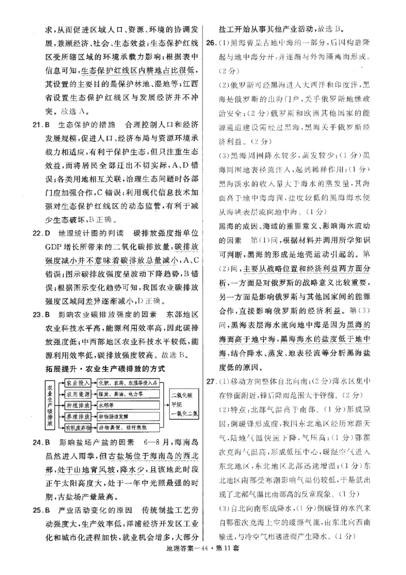 金考卷优秀模拟试卷汇编45套全国卷地理答案_9.2025地理总复习_地理高考模拟题_老高考_2023年_地理全国卷2023金考卷