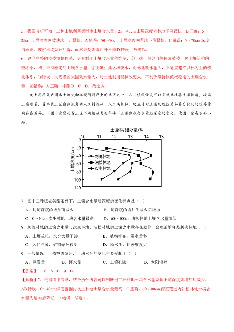 土壤-2023年高三地理二轮小专题练习（新课标）（解析版）_9.2025地理总复习_2023年新高考复习资料_二轮复习_寒假小练2023年高三地理二轮小专题练习（新课标）291470456
