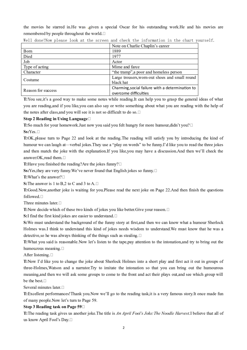 Unit3AtasteofEnglishhumourPeriod3ExtensiveReading优秀教案（人教版必修4）(1)_教资初高中_教资面试2025教资面试备考资料合集_教资面试资料合集_2025教资面试资料_25上教资面试-小学资料包