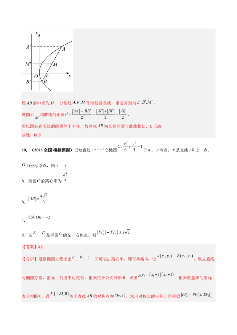 专题23解析几何专项训练（解析版）_2.2025数学总复习_赠品通用版（老高考）复习资料_二轮复习_高频考点解密2023年高考数学二轮复习讲义+分层训练（全国通用）
