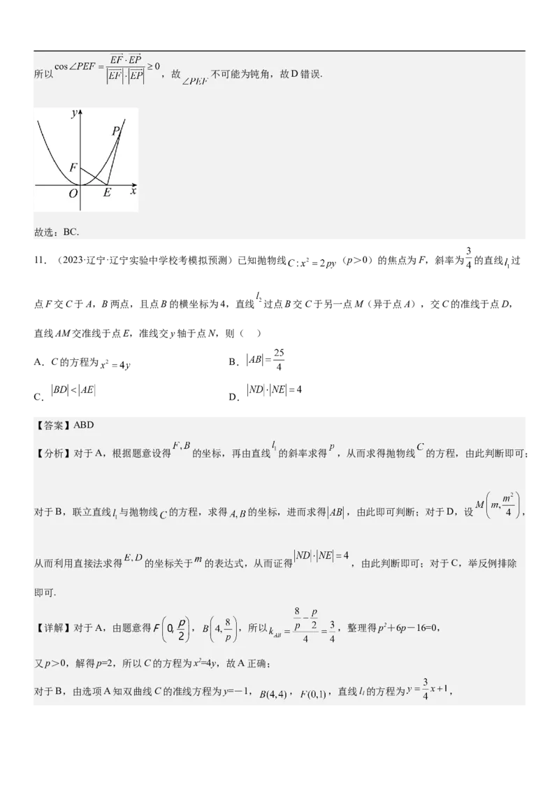 专题22抛物线分层训练（解析版）_2.2025数学总复习_2023年新高考资料_二轮复习_考点2023年高考数学二轮复习讲义+训练（新高考专用）