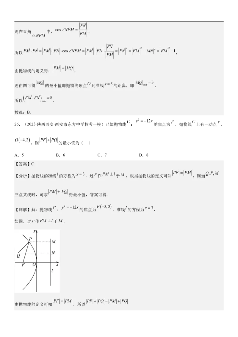专题22抛物线分层训练（解析版）_2.2025数学总复习_2023年新高考资料_二轮复习_考点2023年高考数学二轮复习讲义+训练（新高考专用）