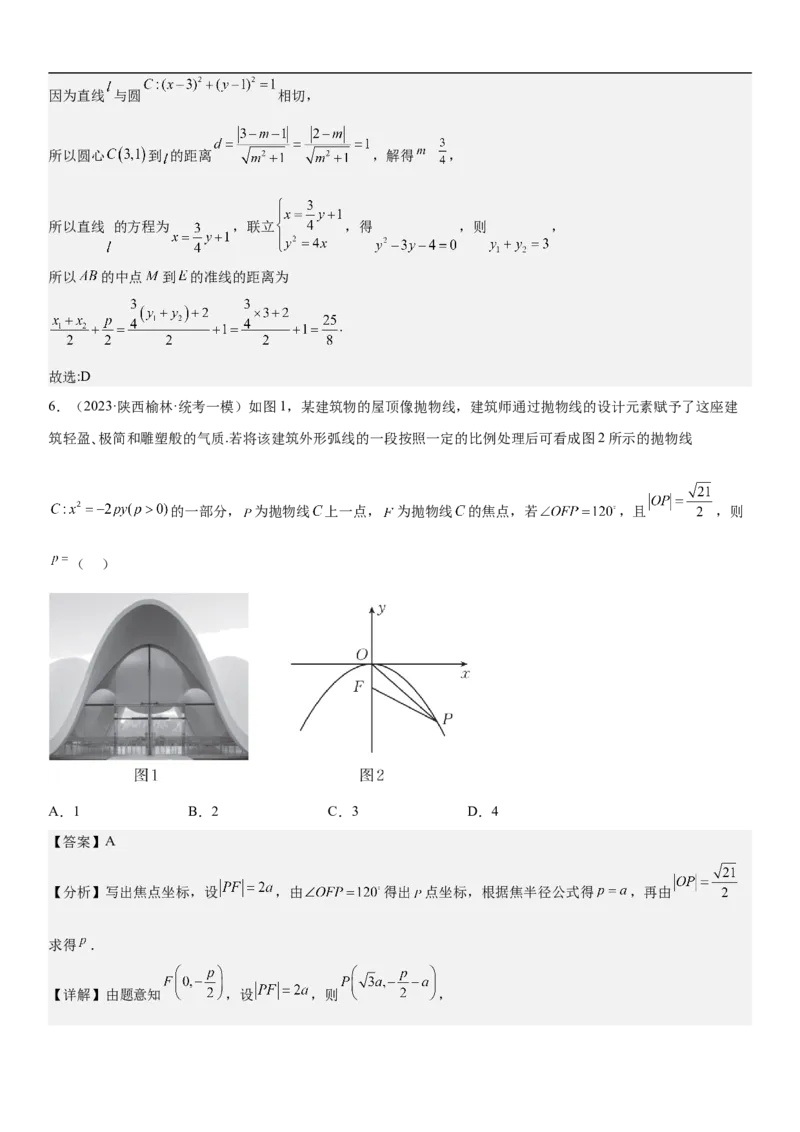 专题22抛物线分层训练（解析版）_2.2025数学总复习_2023年新高考资料_二轮复习_考点2023年高考数学二轮复习讲义+训练（新高考专用）