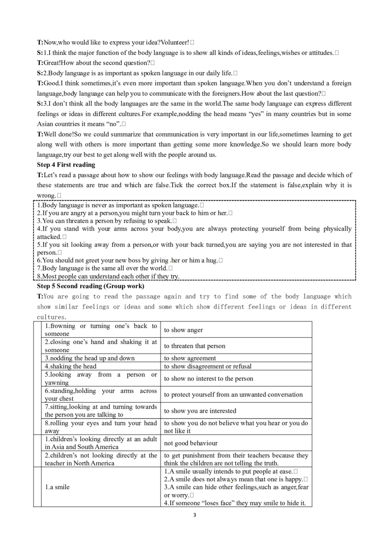 Unit4BodylanguangePeriod3ExtensiveReading优秀教案（人教版必修4）(1)_教资初高中_教资面试2025教资面试备考资料合集_教资面试资料合集_2025教资面试资料_25上教资面试-小学资料包