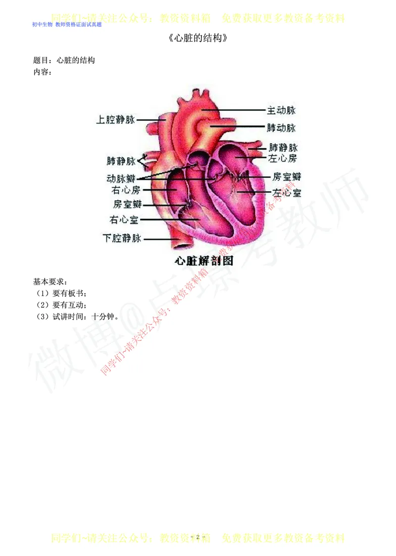 初中生物教师资格证面试练习题_教资初高中_教资面试2025教资面试备考资料合集_教资面试资料合集_2025教资面试资料_卢姨教资面试真题汇总版