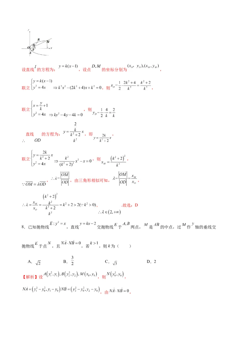 专题20抛物线中向量问题(解析版)_2.2025数学总复习_2024年新高考资料_3.2024专项复习_2024年新高考数学之圆锥曲线专项重难点突破练（新高考专用）