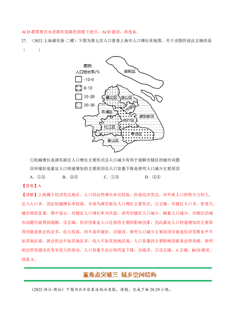 专题07人口与城镇化（解析版）-抓重点&middot;破难点2023年高考地理二轮复习重难点突破高分训练营_9.2025地理总复习_2023年新高考复习资料_二轮复习