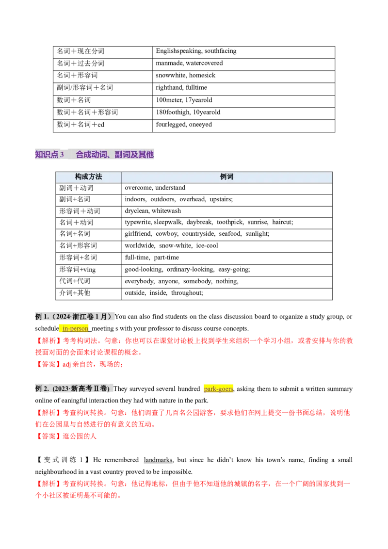第07讲构词法（讲义）（解析版）_3.2025英语总复习_2025年新高考资料_一轮复习_2025年高考英语一轮复习讲练测（新教材新高考，含2024年高考真题）_词汇