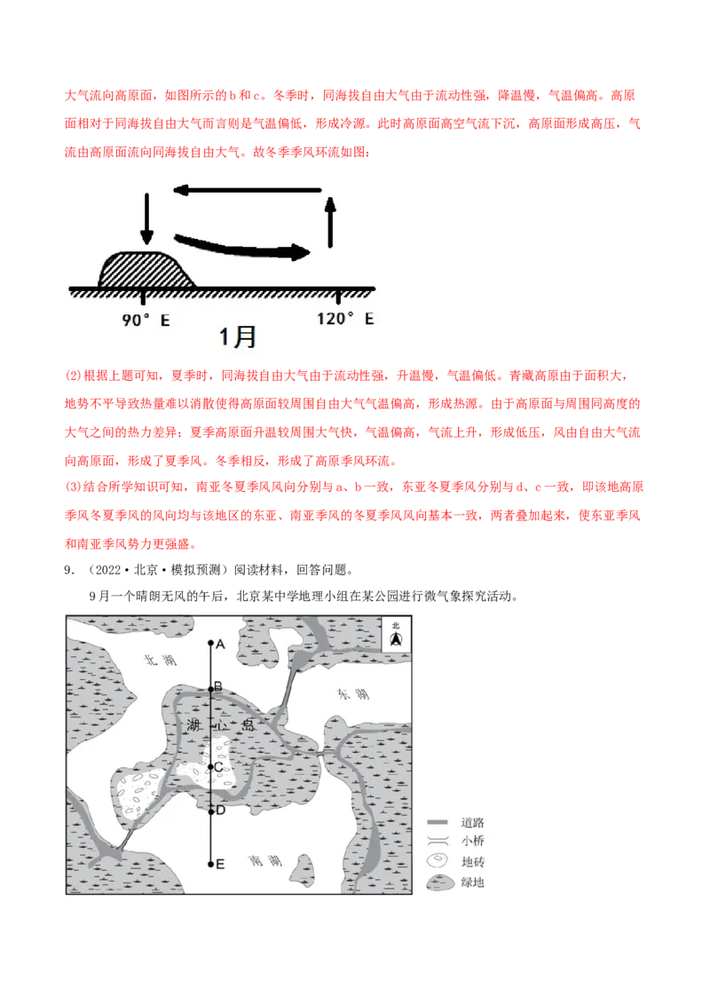类型05热力环流和大气的水平运动（解析版）_9.2025地理总复习_2023年新高考复习资料_专项复习_2023年高考地理实践力之图形绘制或填涂类题型突破（新高考）