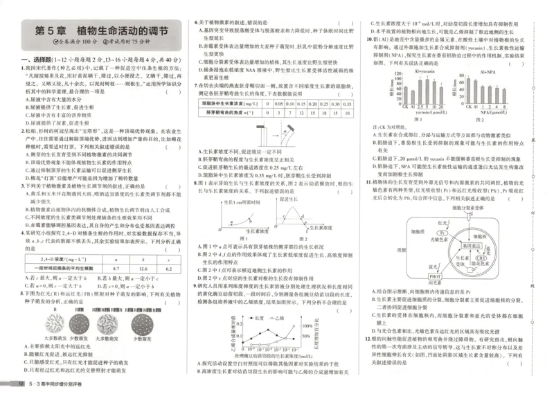 增分测评卷_2026版53五年高考三年模拟高中同步练习选择性必修一二三电子版3.25秋-高中53同步练习册_06.生物_53同步生物选修1RJ