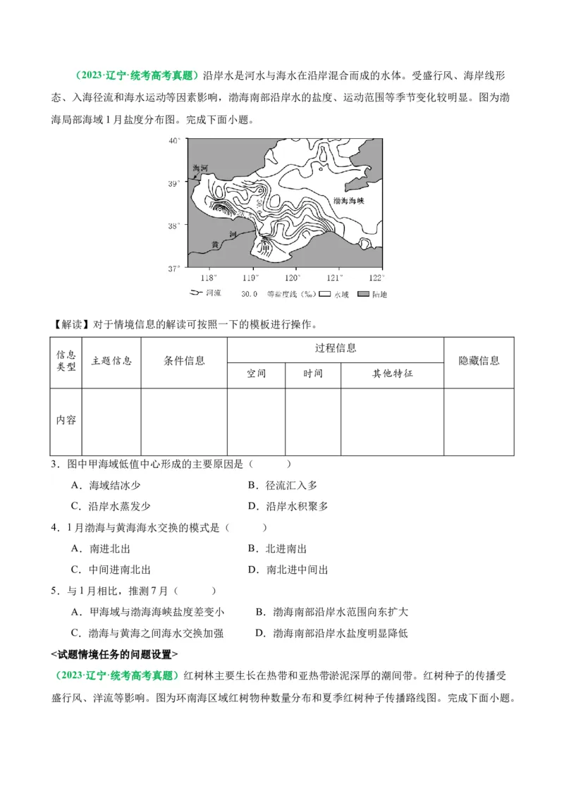 专题01选择题的信息拆解（解析版）_9.2025地理总复习_2024年新高考资料_2.2024二轮复习_2024年高考地理二轮热点题型归纳与变式演练（新高考通用）