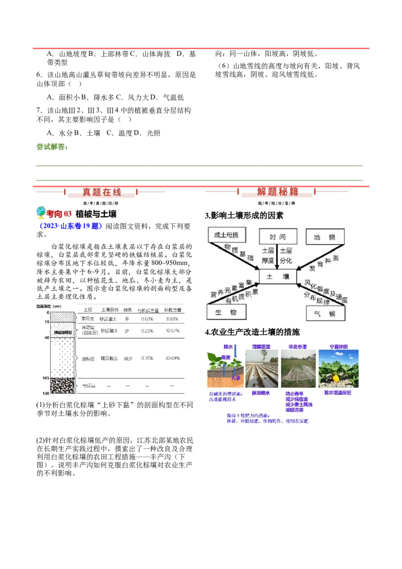 押新高考13自然环境的整体性和差异性-备战2024年高考地理临考题号押题（新高考通用）（原卷版）_9.2025地理总复习_2024年新高考资料_5.2024三轮冲刺