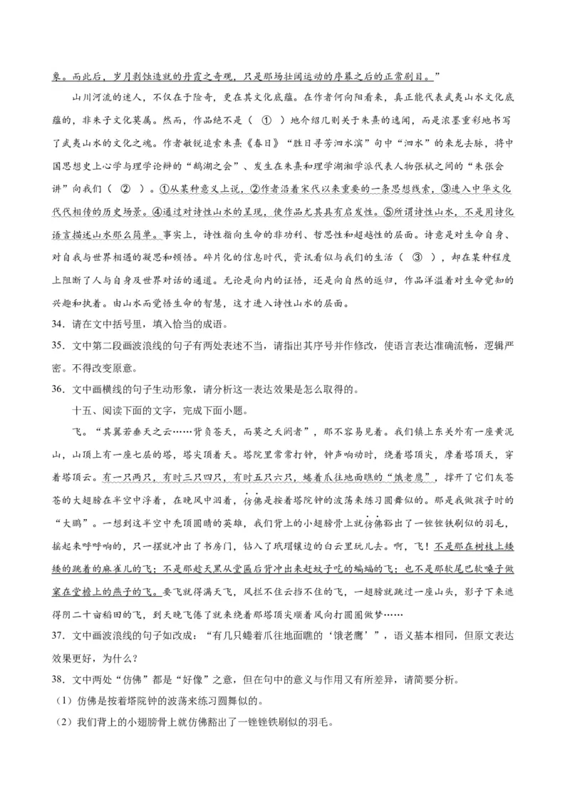 专题26语言的表达效果类新题型（练习）-2024年高考语文二轮复习讲练测（新教材新高考）(原卷版)(1)_1.2025语文总复习_2024年新高考资料_2.2024二轮复习