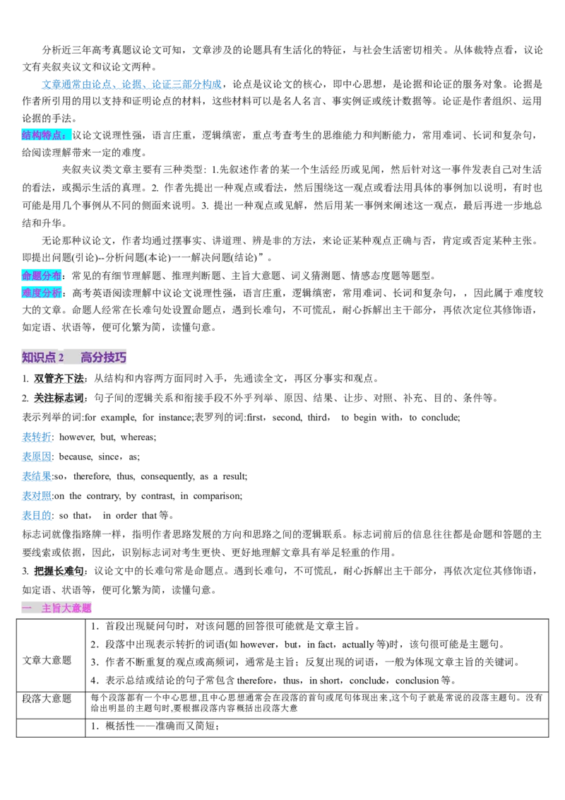 第08讲阅读理解议论文（讲义）-（原卷版）_3.2025英语总复习_2025年新高考资料_一轮复习_2025年高考英语一轮复习讲练测（新教材新高考，含2024年高考真题）_阅读