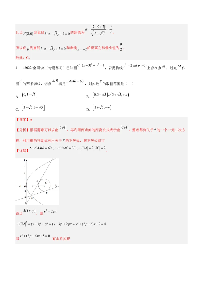 专题20解析几何中的范围、最值和探索性问题（练）解析版_2.2025数学总复习_2023年新高考资料_二轮复习_备战2023年高考数学二轮复习考点精讲练（新教材&middot;新高考）