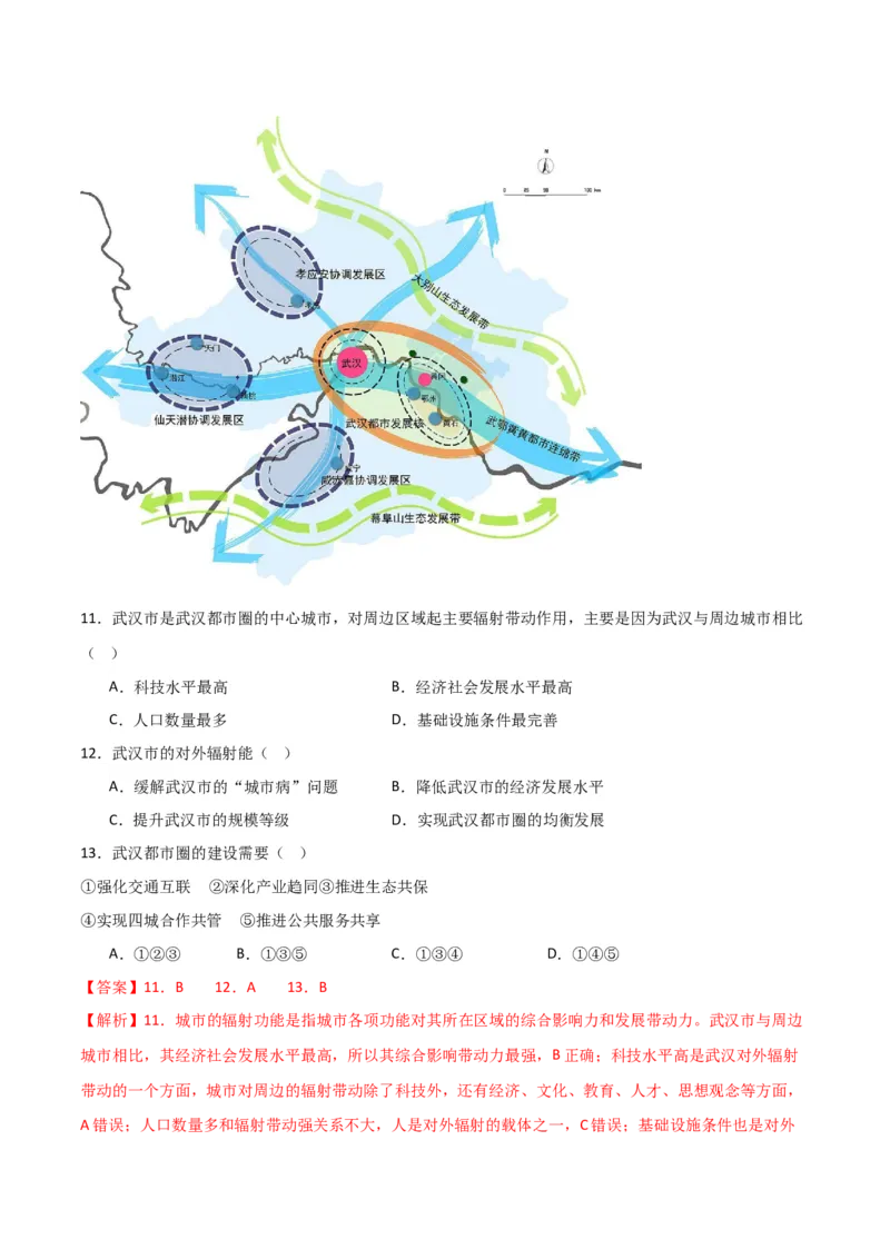 重难点10城乡发展与规划-2024年高考地理热点&middot;重点&middot;难点专练（新高考专用）（解析版）_9.2025地理总复习_2024年新高考资料_3.2024专项复习