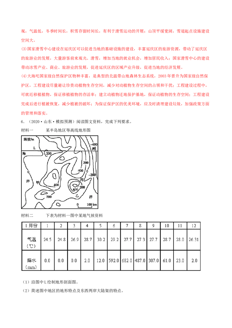 类型02地形剖面图（解析版）_9.2025地理总复习_2023年新高考复习资料_专项复习_2023年高考地理实践力之图形绘制或填涂类题型突破（新高考）