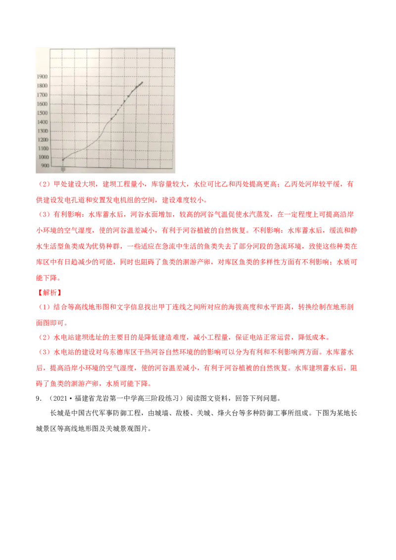 类型02地形剖面图（解析版）_9.2025地理总复习_2023年新高考复习资料_专项复习_2023年高考地理实践力之图形绘制或填涂类题型突破（新高考）
