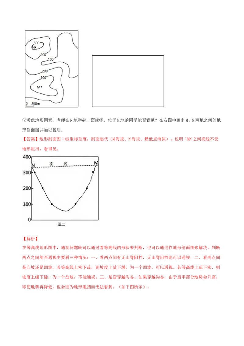 类型02地形剖面图（解析版）_9.2025地理总复习_2023年新高考复习资料_专项复习_2023年高考地理实践力之图形绘制或填涂类题型突破（新高考）
