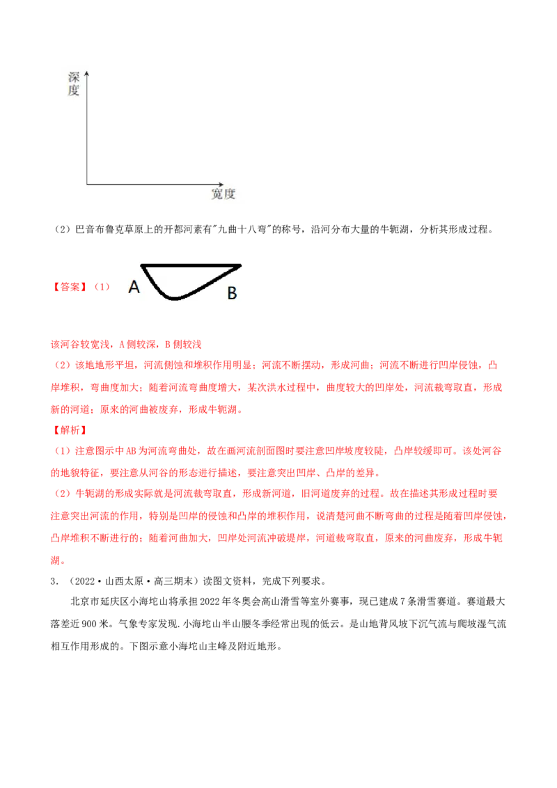 类型02地形剖面图（解析版）_9.2025地理总复习_2023年新高考复习资料_专项复习_2023年高考地理实践力之图形绘制或填涂类题型突破（新高考）