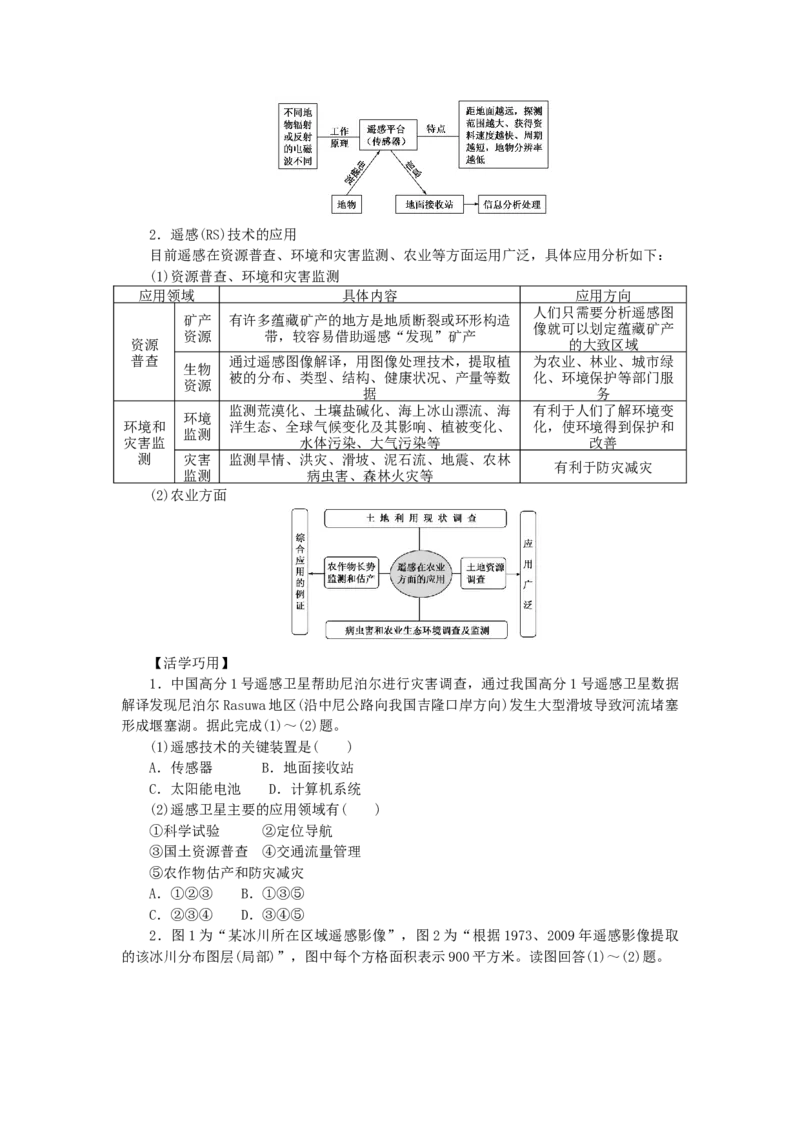 统考版2023版高三地理一轮复习第36讲地理信息技术在区域地理环境研究中的应用学生用书_9.2025地理总复习_赠品通用版（老高考）复习资料_一轮复习