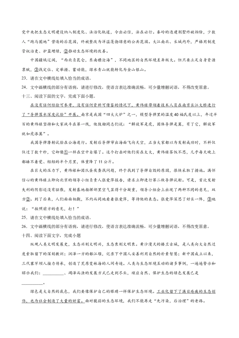 专题25词语的使用和病句修改（练习）-2024年高考语文二轮复习讲练测（新教材新高考）(原卷版)(1)_1.2025语文总复习_2024年新高考资料_2.2024二轮复习