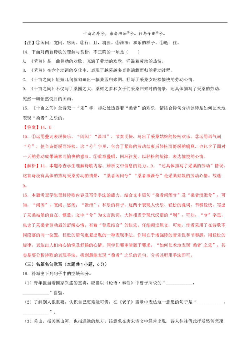 专题20综合检测卷（二）2023年高考语文毕业班二轮热点题型归纳与变式演练（全国通用）（解析版）_1.2025语文总复习_赠送：通用版（老高考）复习资料_二轮复习