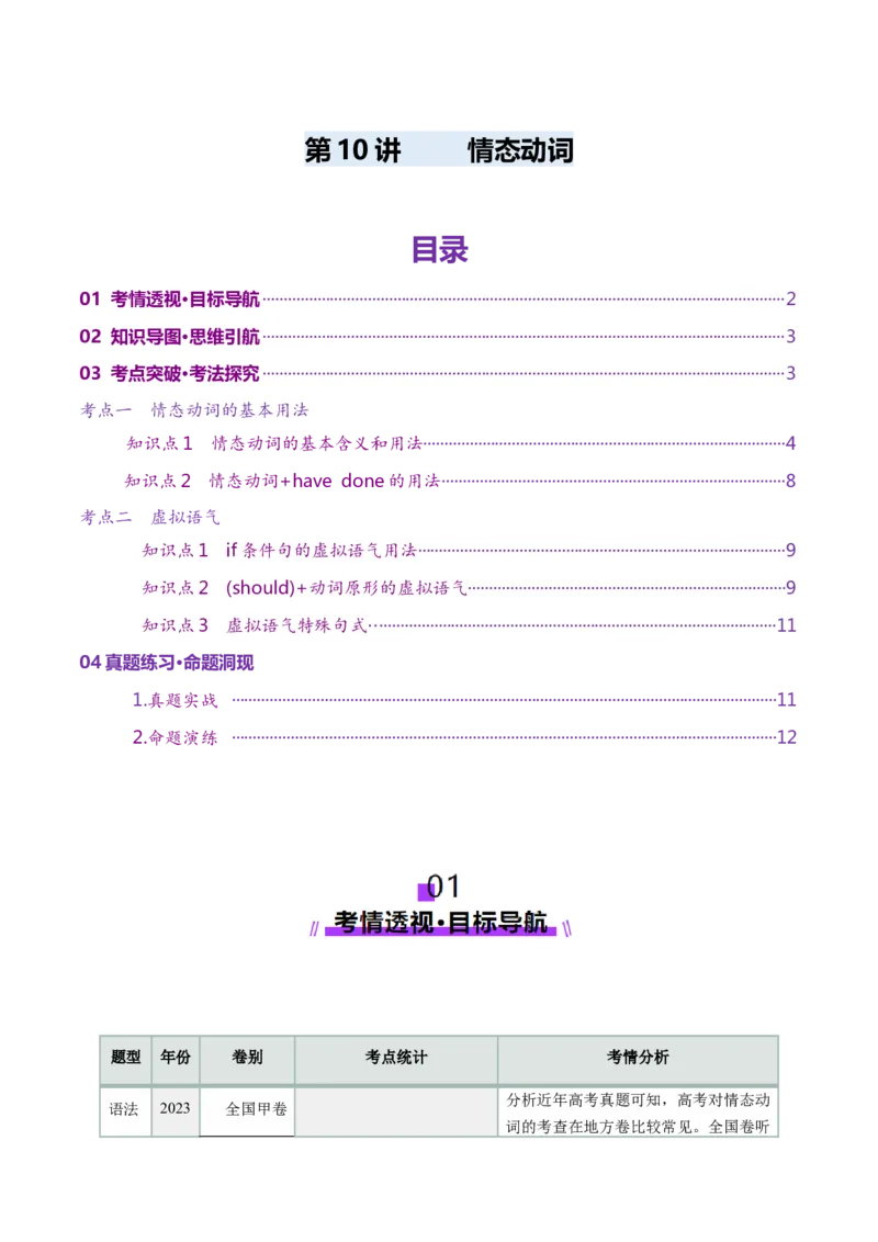 第10讲情态动词（讲义）（解析版）_3.2025英语总复习_2025年新高考资料_一轮复习_2025年高考英语一轮复习讲练测（新教材新高考，含2024年高考真题）_语法