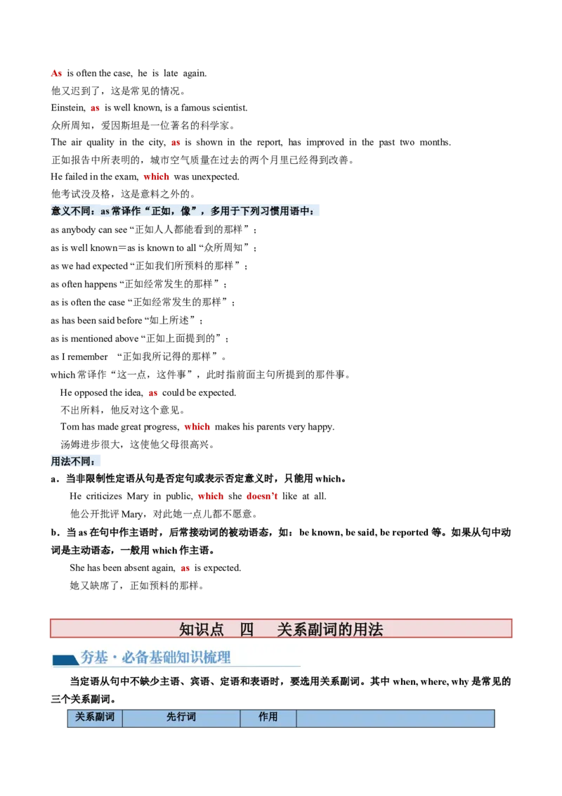 第11讲定语从句（讲义）-2024年高考英语一轮复习讲练测（新教材新高考）（原卷版）_3.2025英语总复习_2024年新高考资料_1.2024一轮复习_2024年高考英语一轮复习讲练测（新教材新高考）