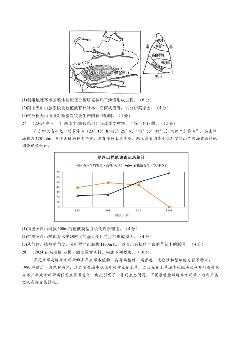 专题六自然地理环境的整体性与差异性（专题测试）（原卷版）_9.2025地理总复习_2025年新高考资料_一轮复习_2025年高考地理一轮复习讲练测（新教材新高考）